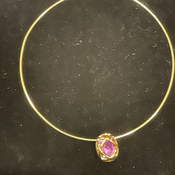 Vintage Joan Rivers gold tone collar necklace-Faux Amethyst stone - Picture 1 of 7